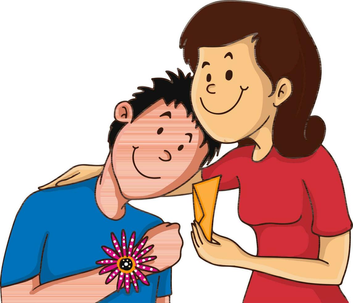 Illustration of brother and sister for Raksha Bandhan. vector