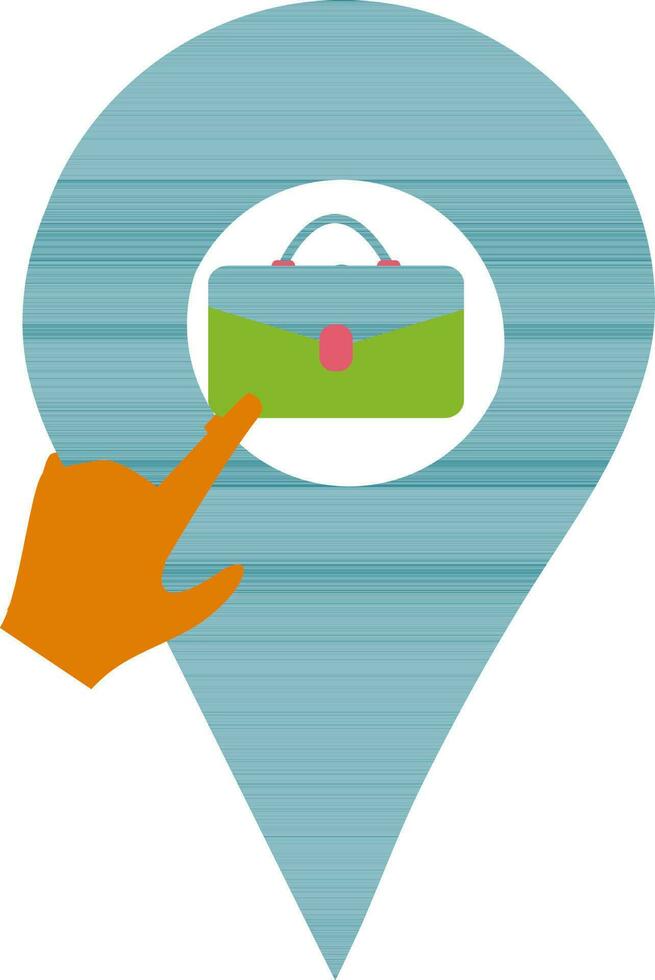 Location of job place icon with hand. vector