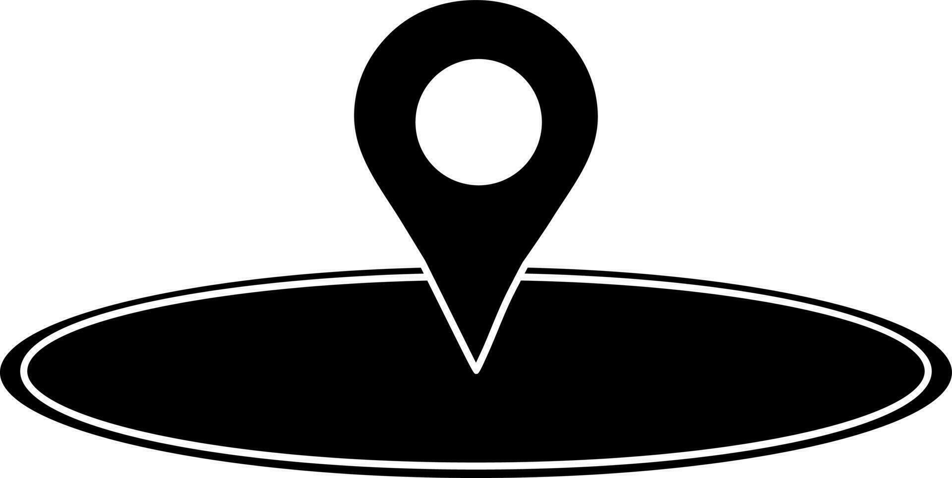 Black style of map pin icon with circular path. vector