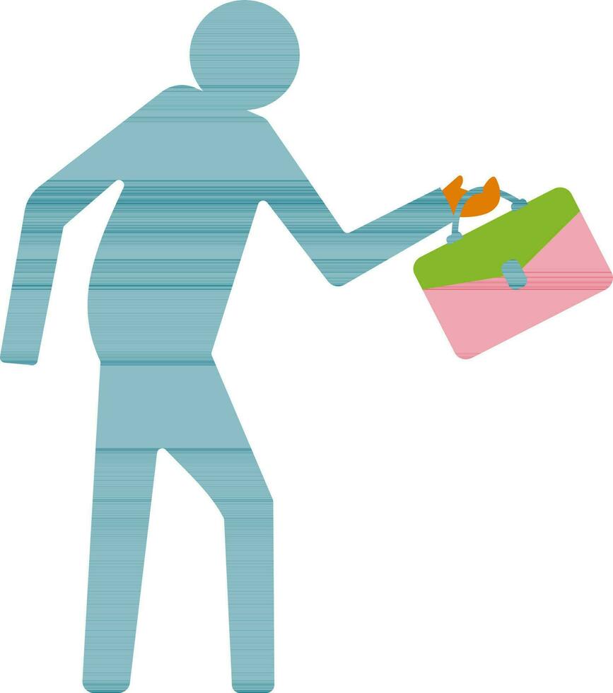 Employee walking for office with briefcase. vector