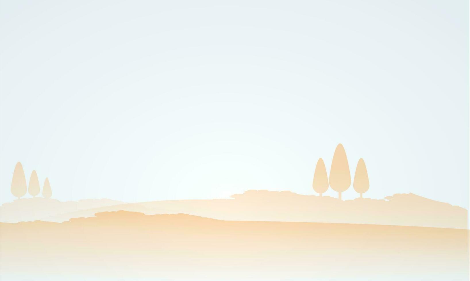 Landscape and trees decorated background. vector