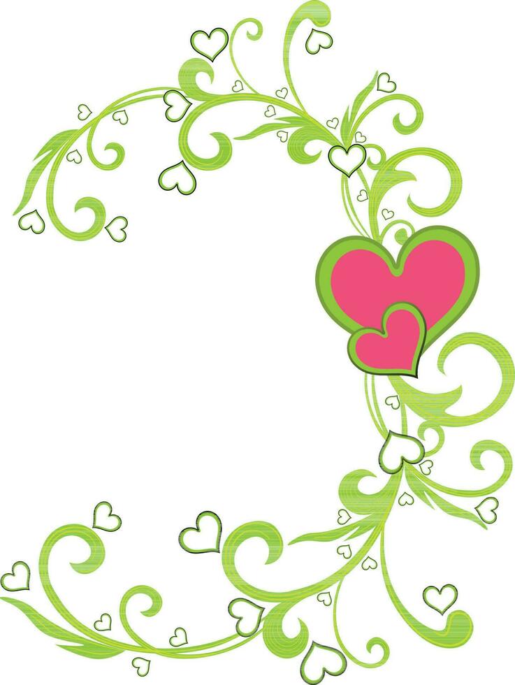 Vintage floral design with pink heart. vector