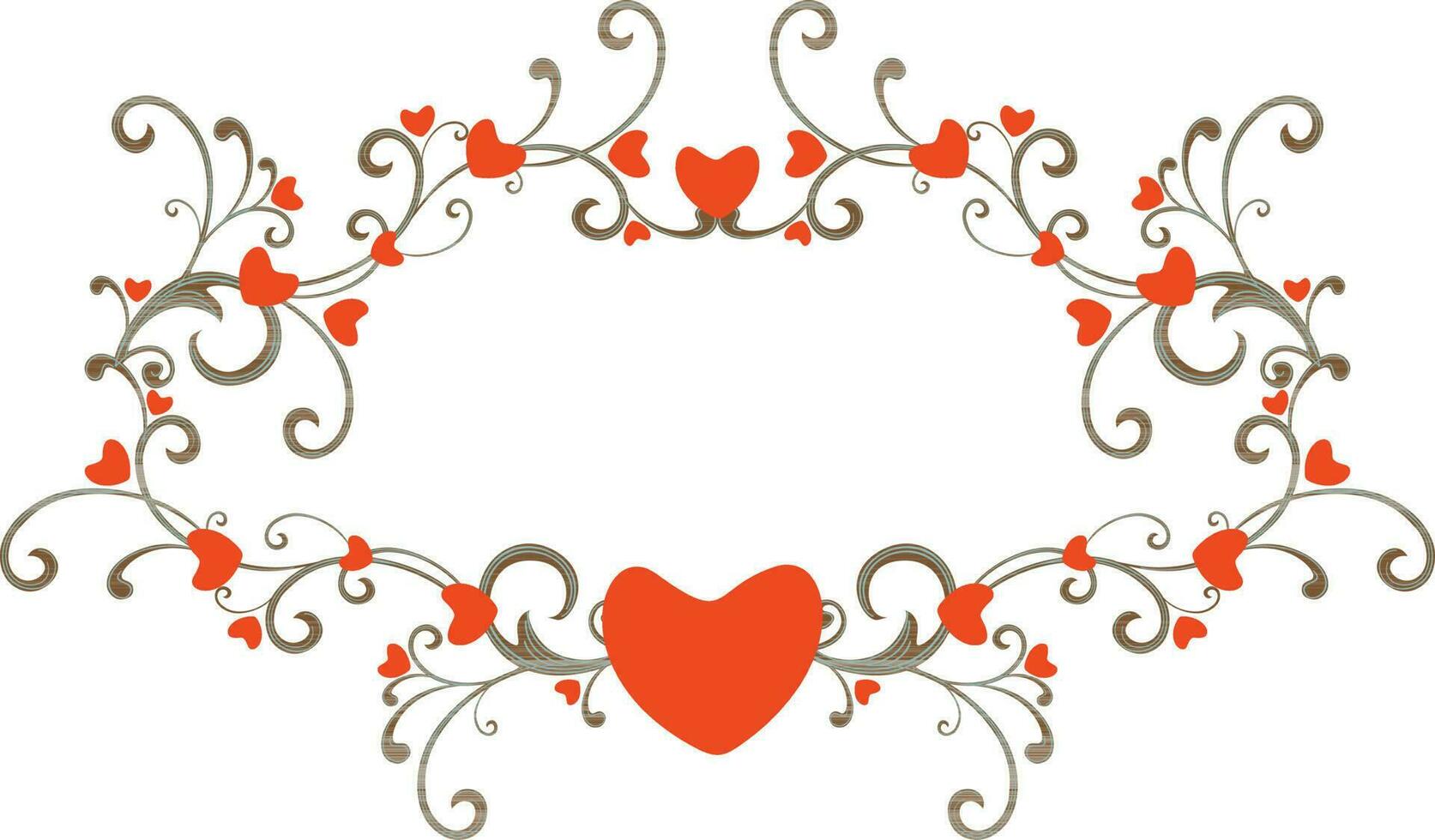 Vintage red heart decorated floral design. vector