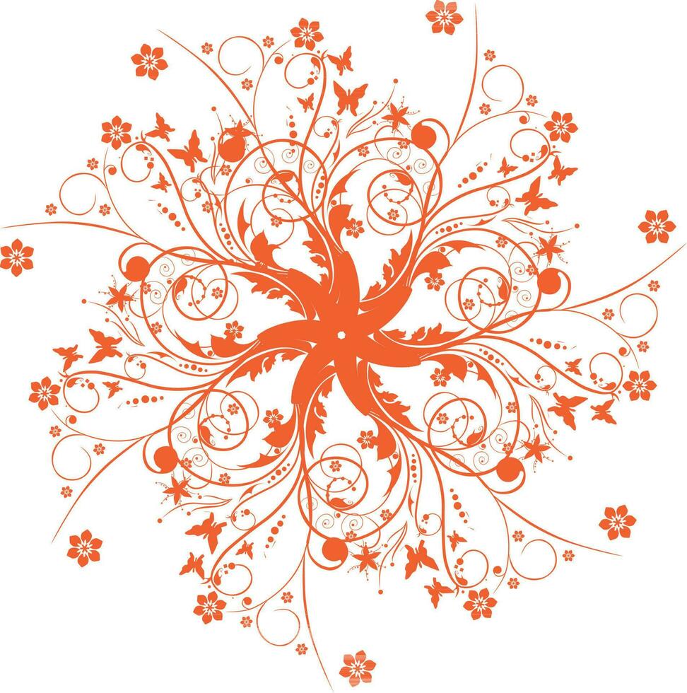 Beautiful floral design in orange color. vector