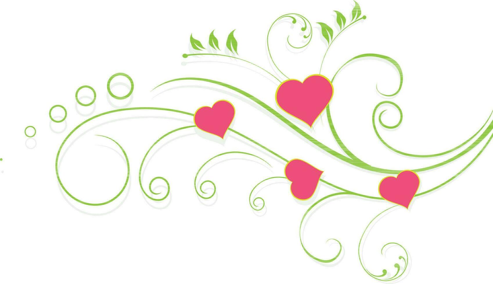 Red heart decorated vintage floral design. vector