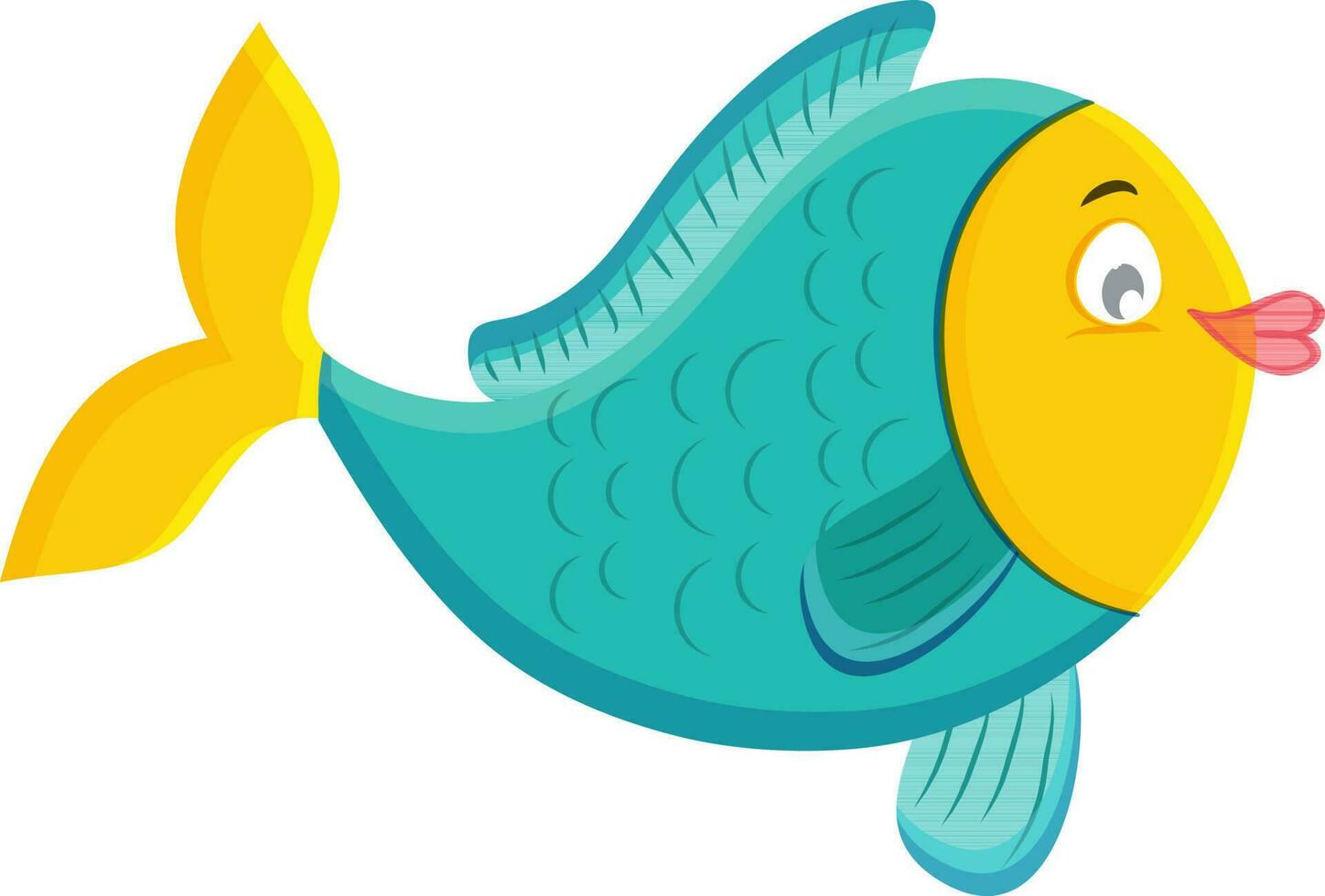 linda dibujos animados pescado en plano estilo. vector