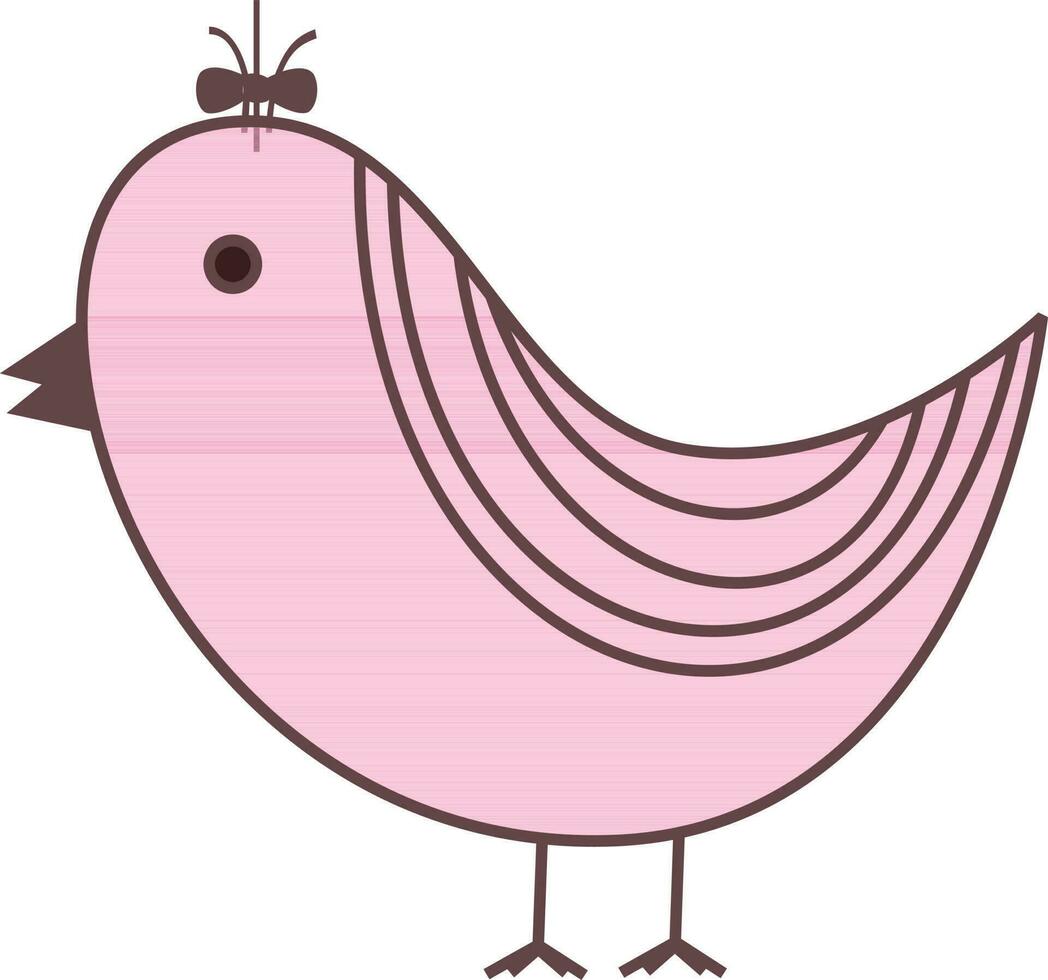 Cute cartoon bird in pink color. vector