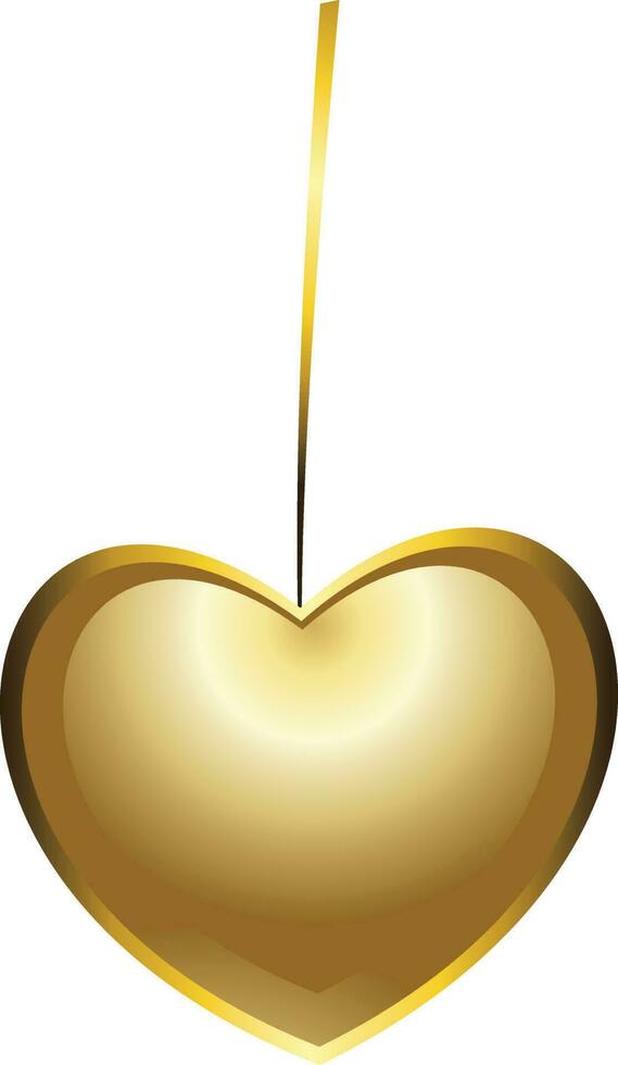Beautiful golden glossy hanging heart. vector