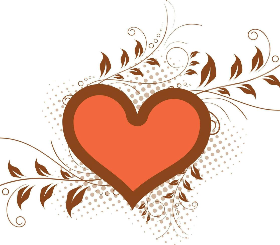 Leaves decorated beautiful heart. vector