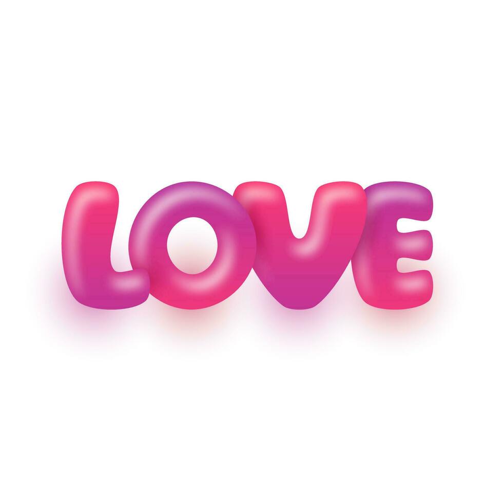 Glossy pink and purple text LOVE. vector