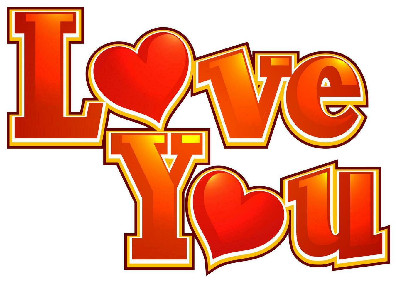 Heart decorated text LOVE YOU. vector