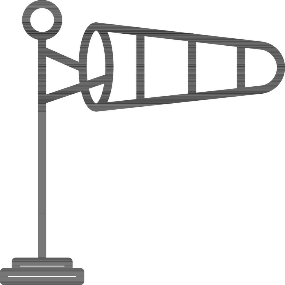 Black line art wind vane icon. vector