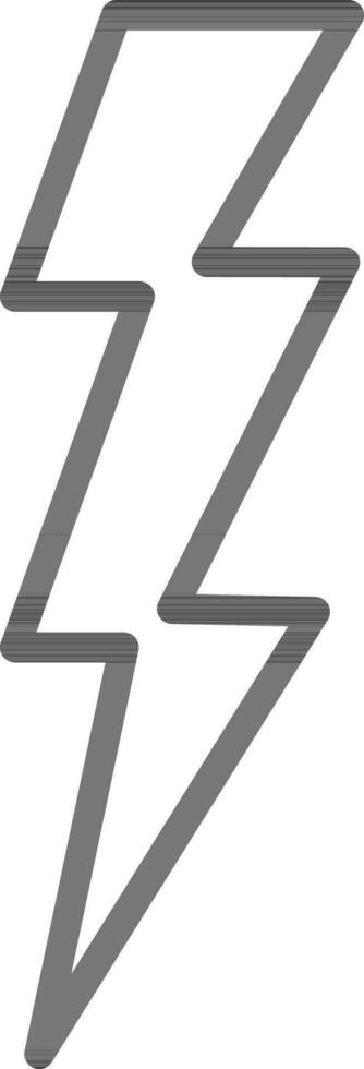 Black line art illustration of a lighting bolt icon. vector