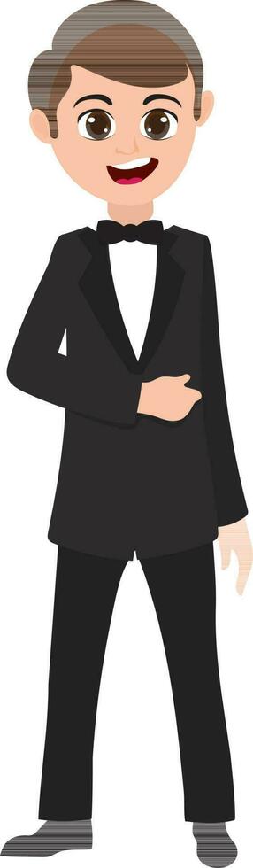 ilustración de contento novio en traje. vector