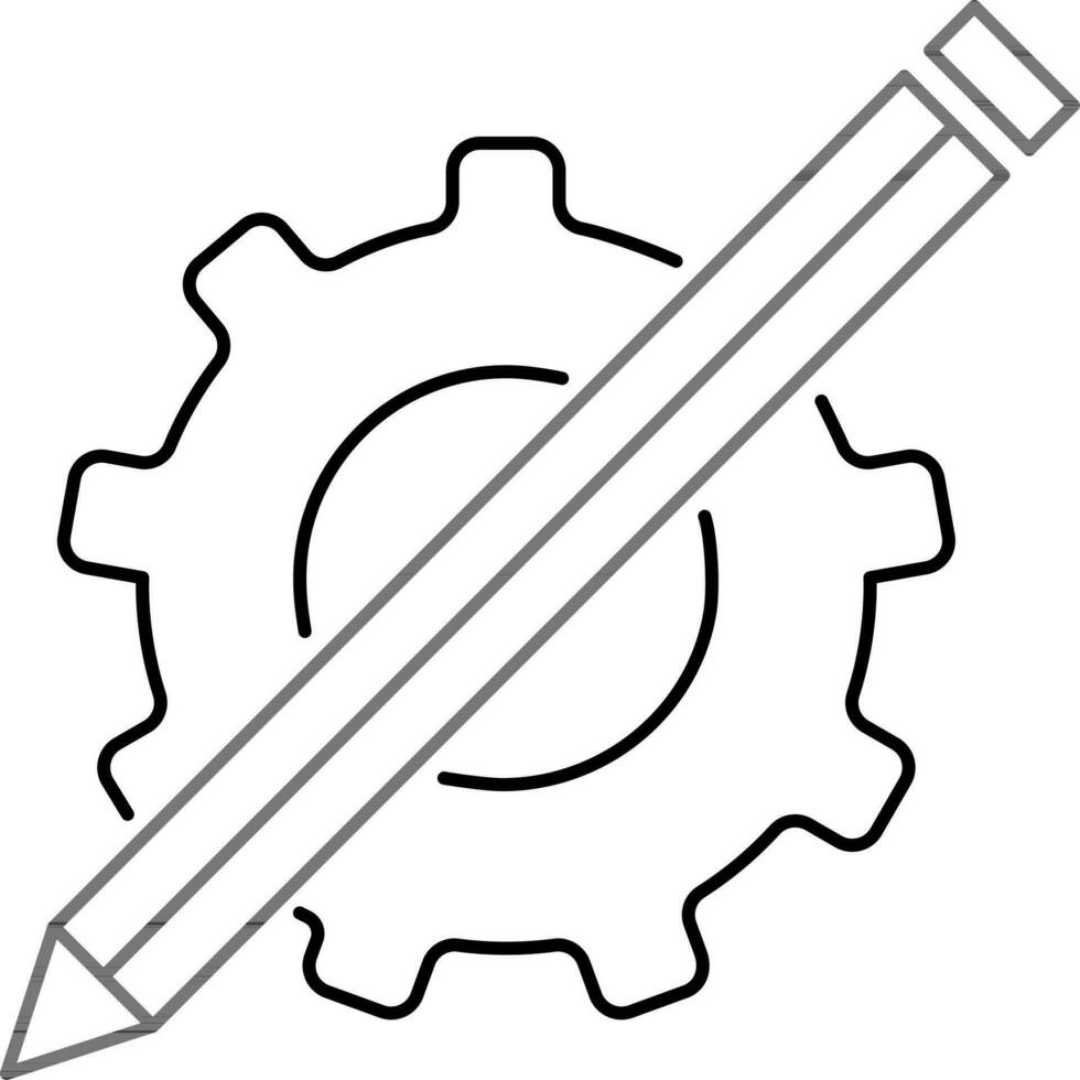 ajuste firmar o símbolo con engranaje y lápiz. vector