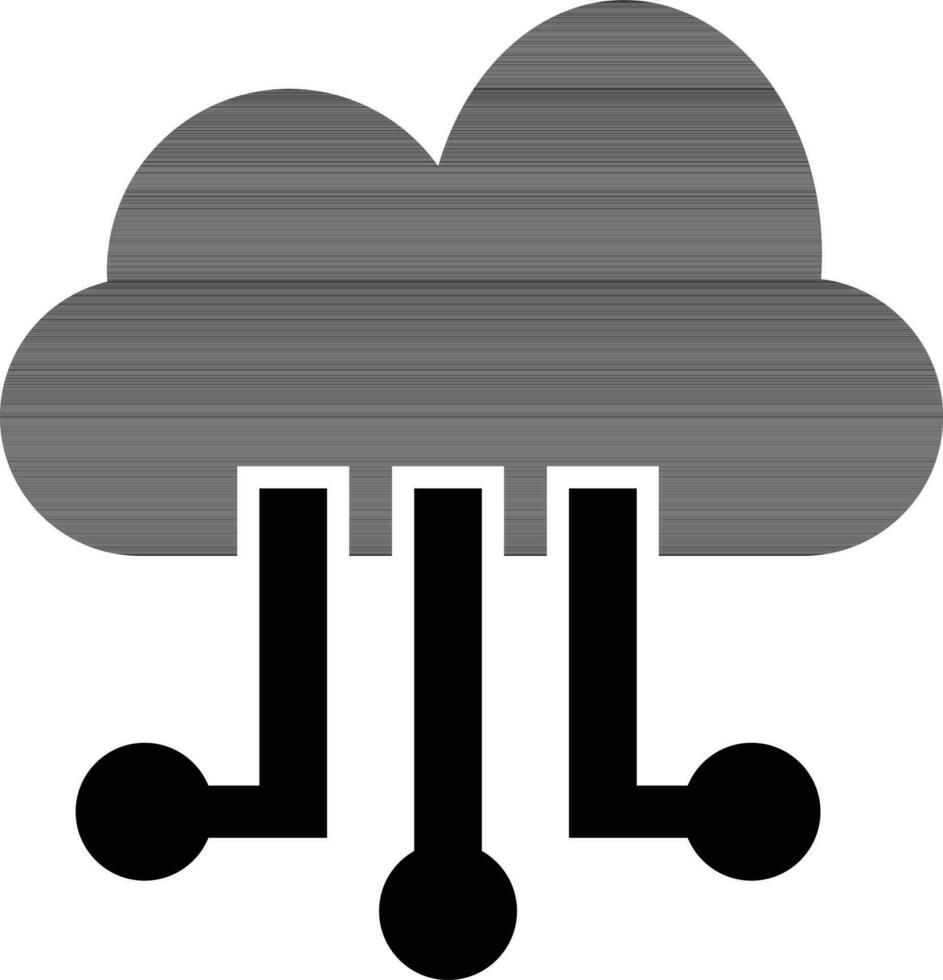 Cloud computing icon in black and white color. vector