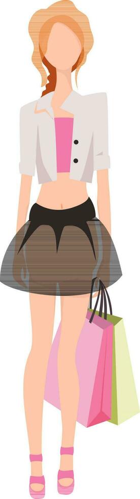 Young girl with shopping bags. vector