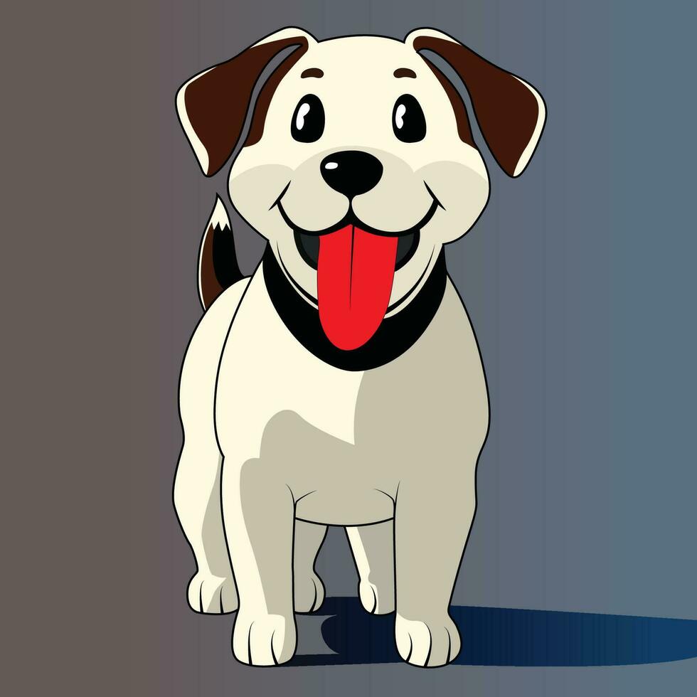 Cute Dog Cartoon Vector Illustration. Smiling Cartoon Style