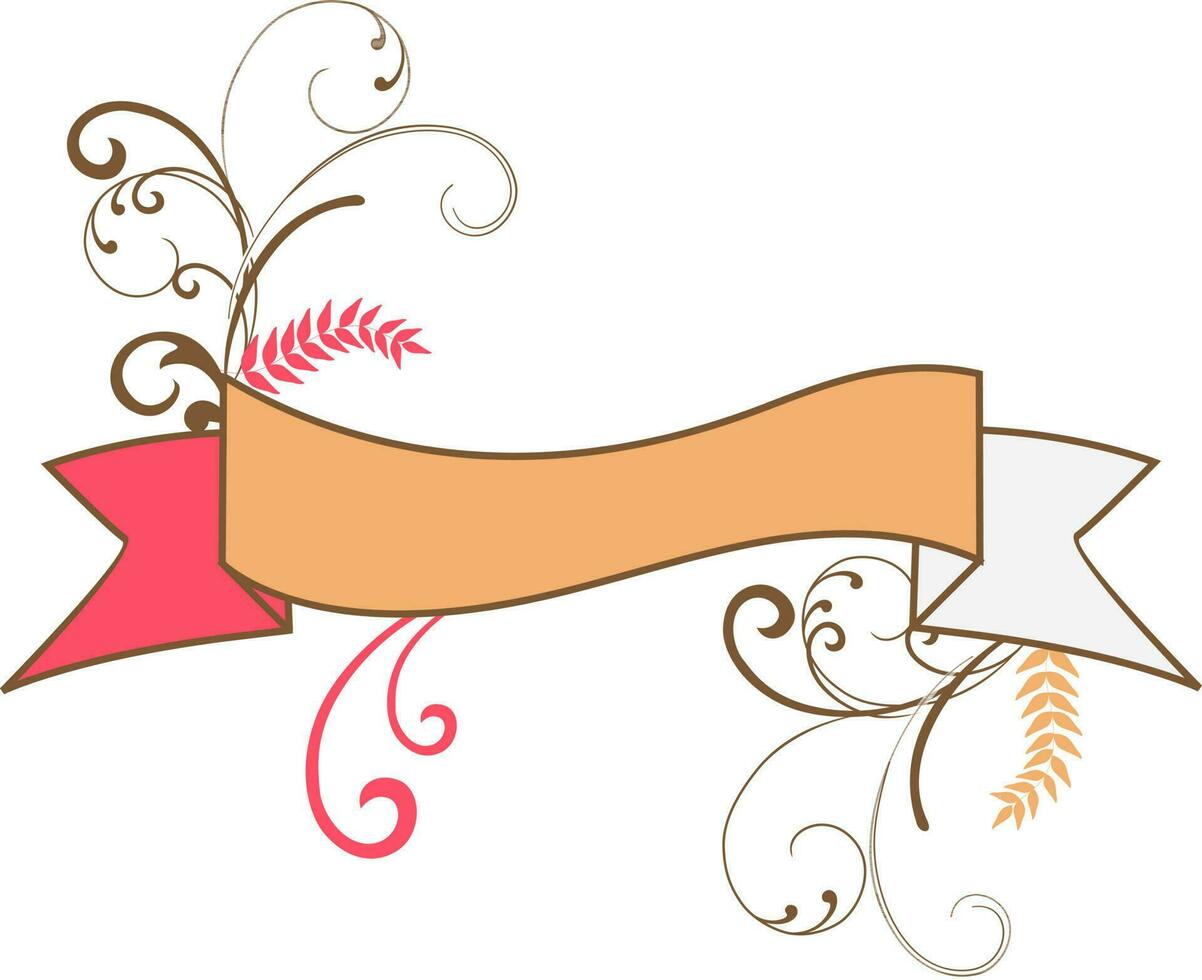 Blank ribbon with floral elements. vector