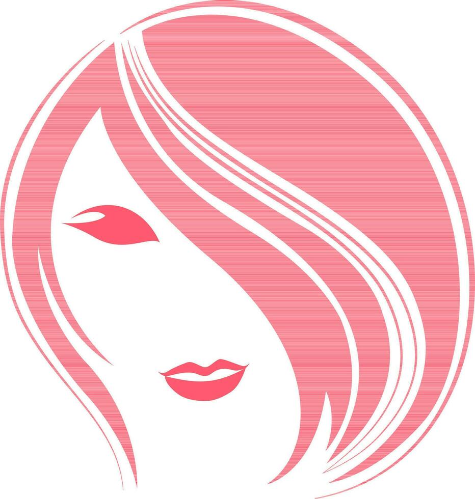 Young girl face with hair. vector