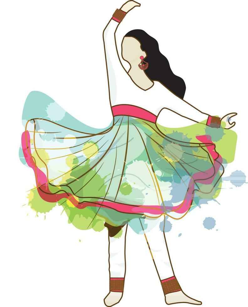 Indian traditional dancing girl character. vector