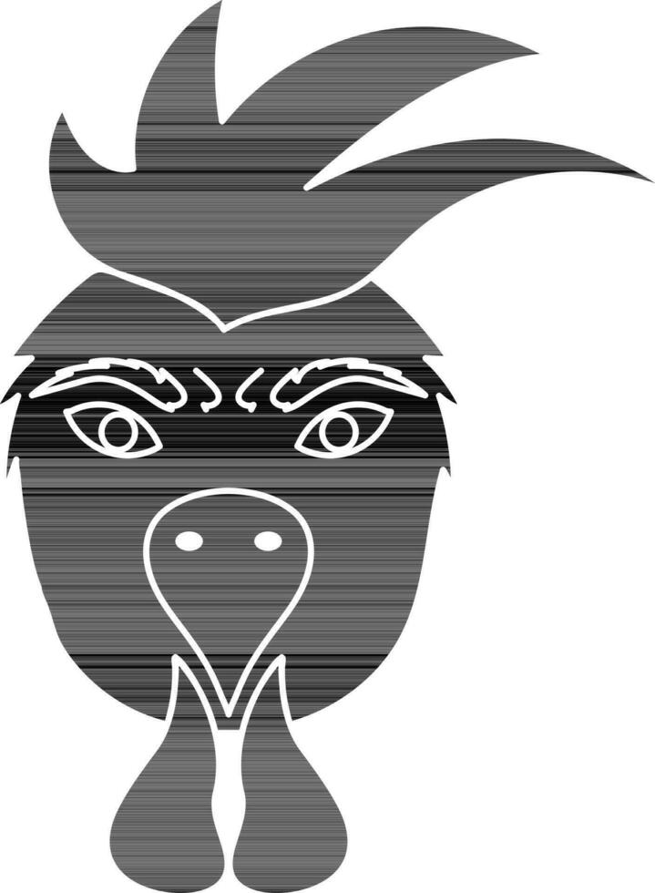 Rooster cartoon face icon in chinese zodiac in black. vector