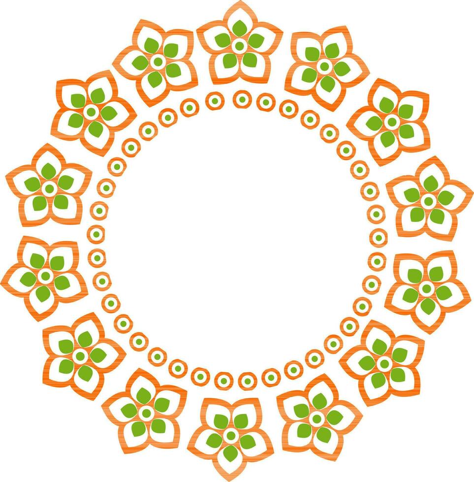 Circular frame with beautiful flowers. vector