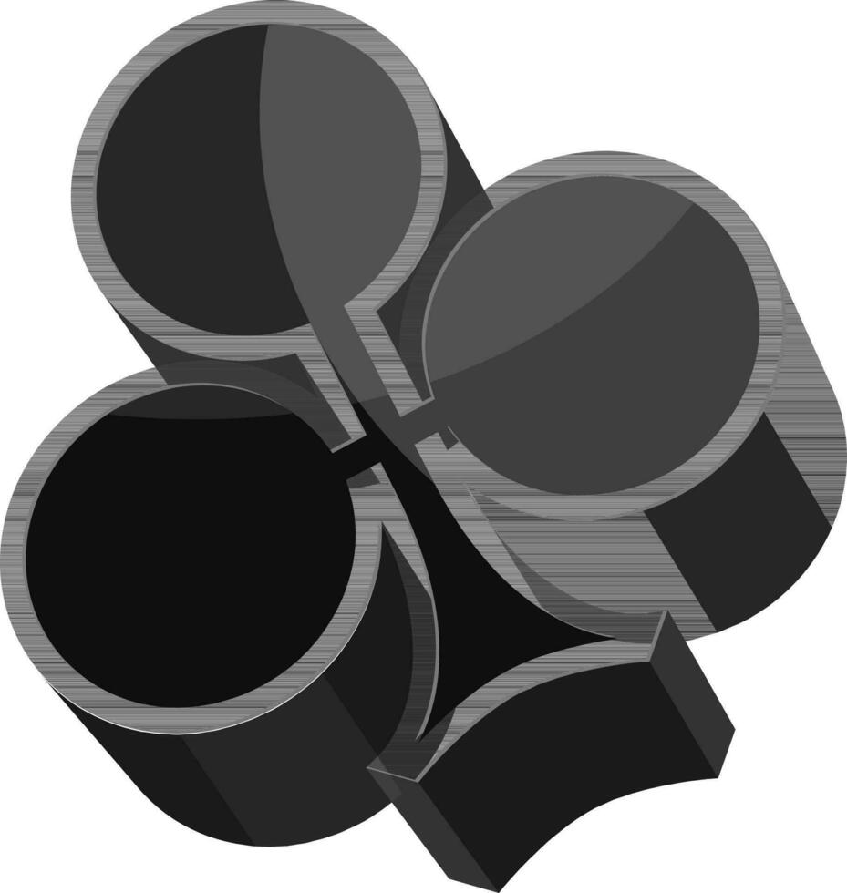 3D clubs, Playing card sign or symbol. vector