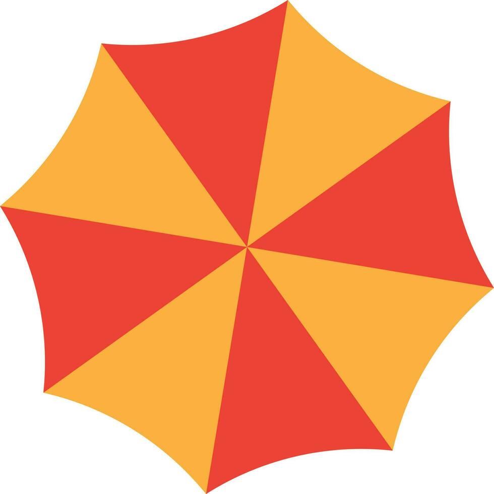 Flat illustration of a yellow and orange umbrella. vector