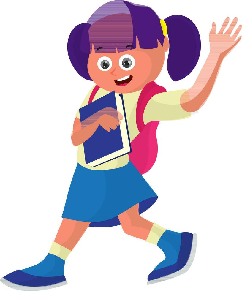 Cartoon character of girl in school uniform. vector