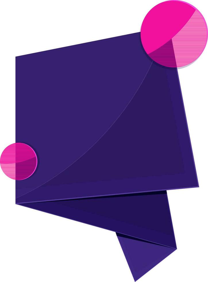 Purple origami paper tag or banner design. vector