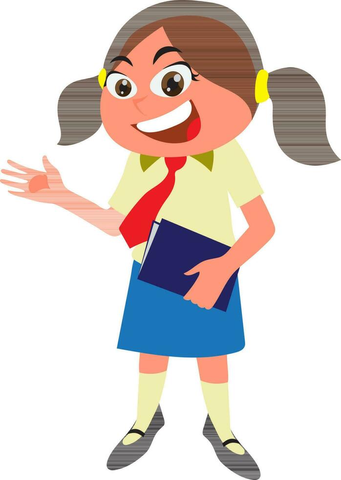 ilustración de dibujos animados niña con libro. vector