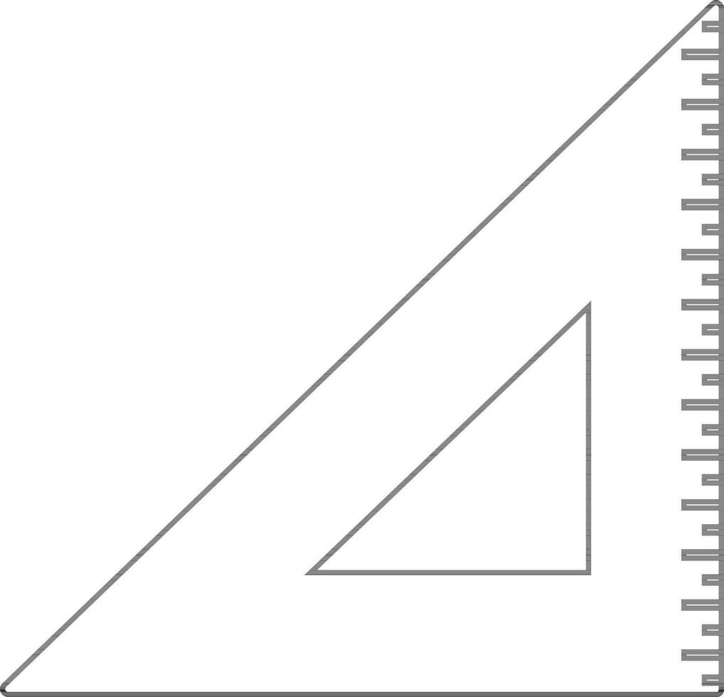 Triangular ruler in black line art. vector