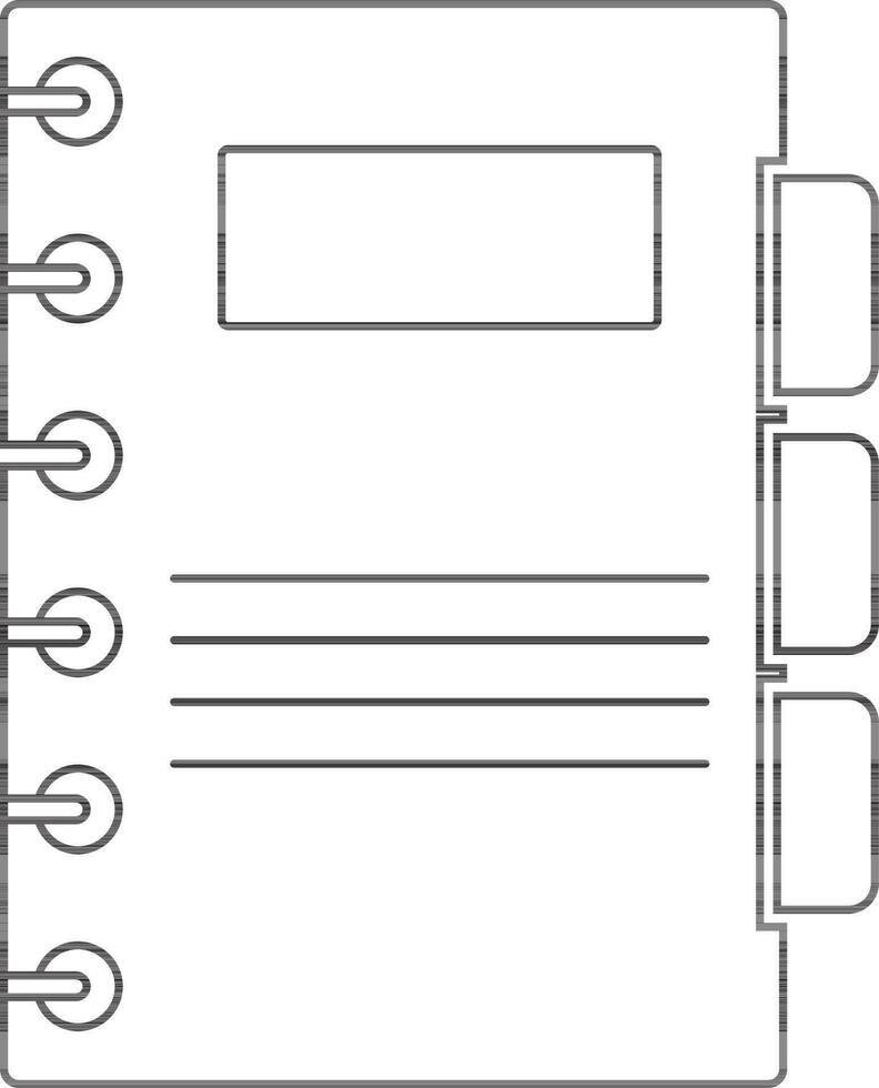 Illustration of notebook in black line art. vector