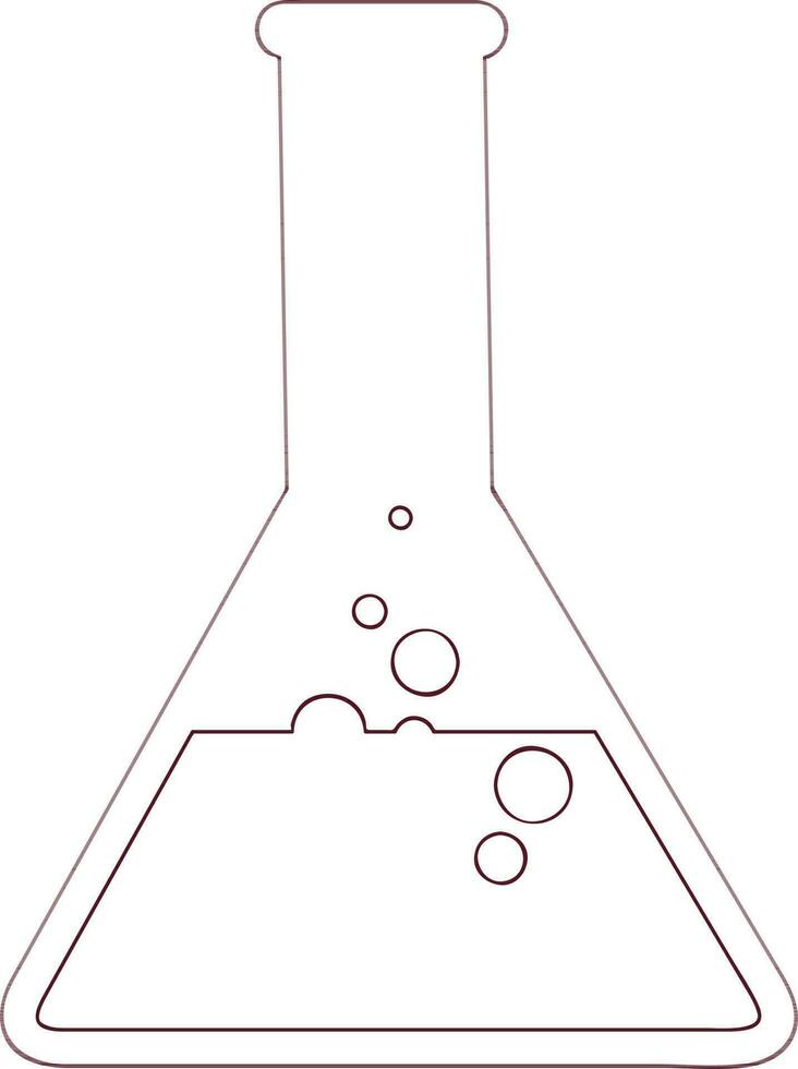 Flat line art illustration of laboratory flask. vector