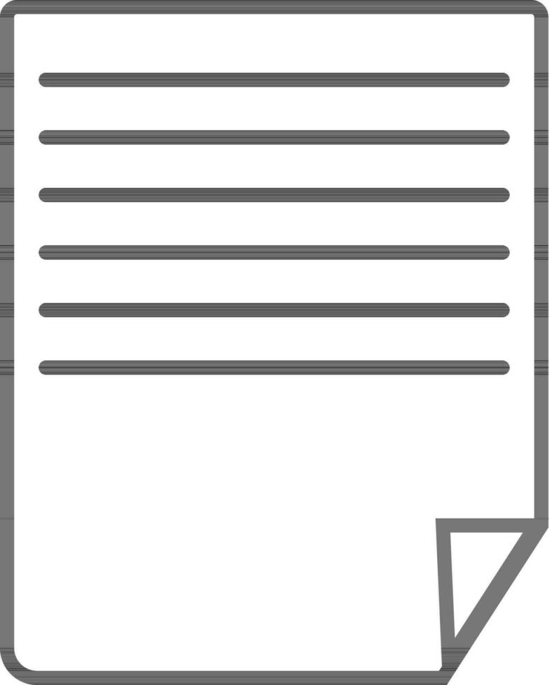 Black line art blank page on white background. vector