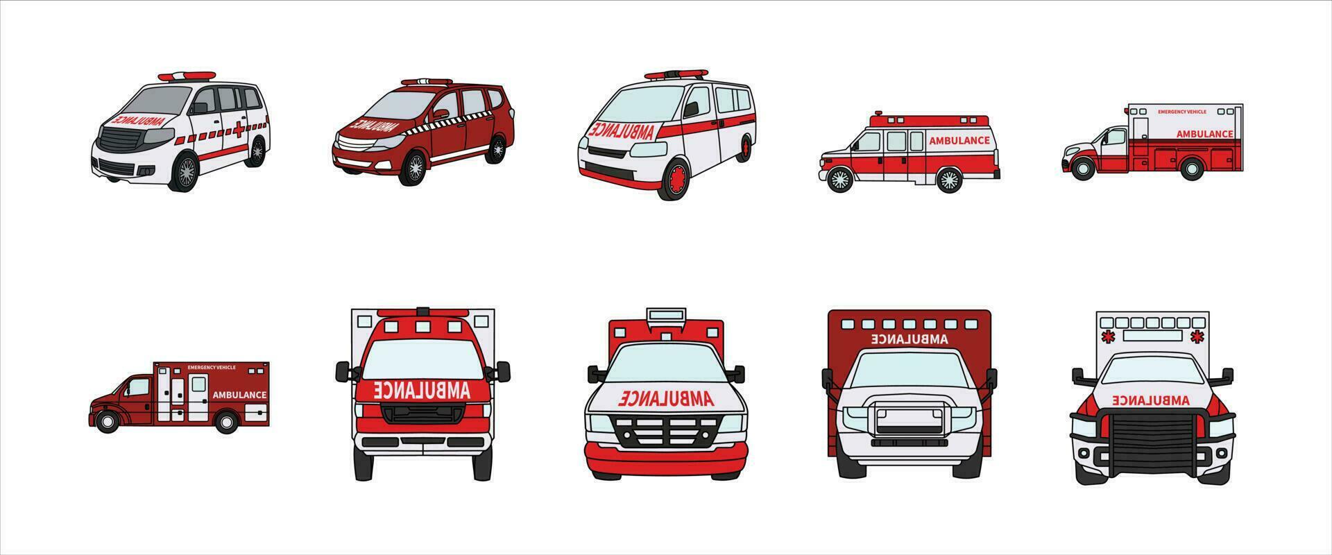 ambulancia ilustración vector conjunto