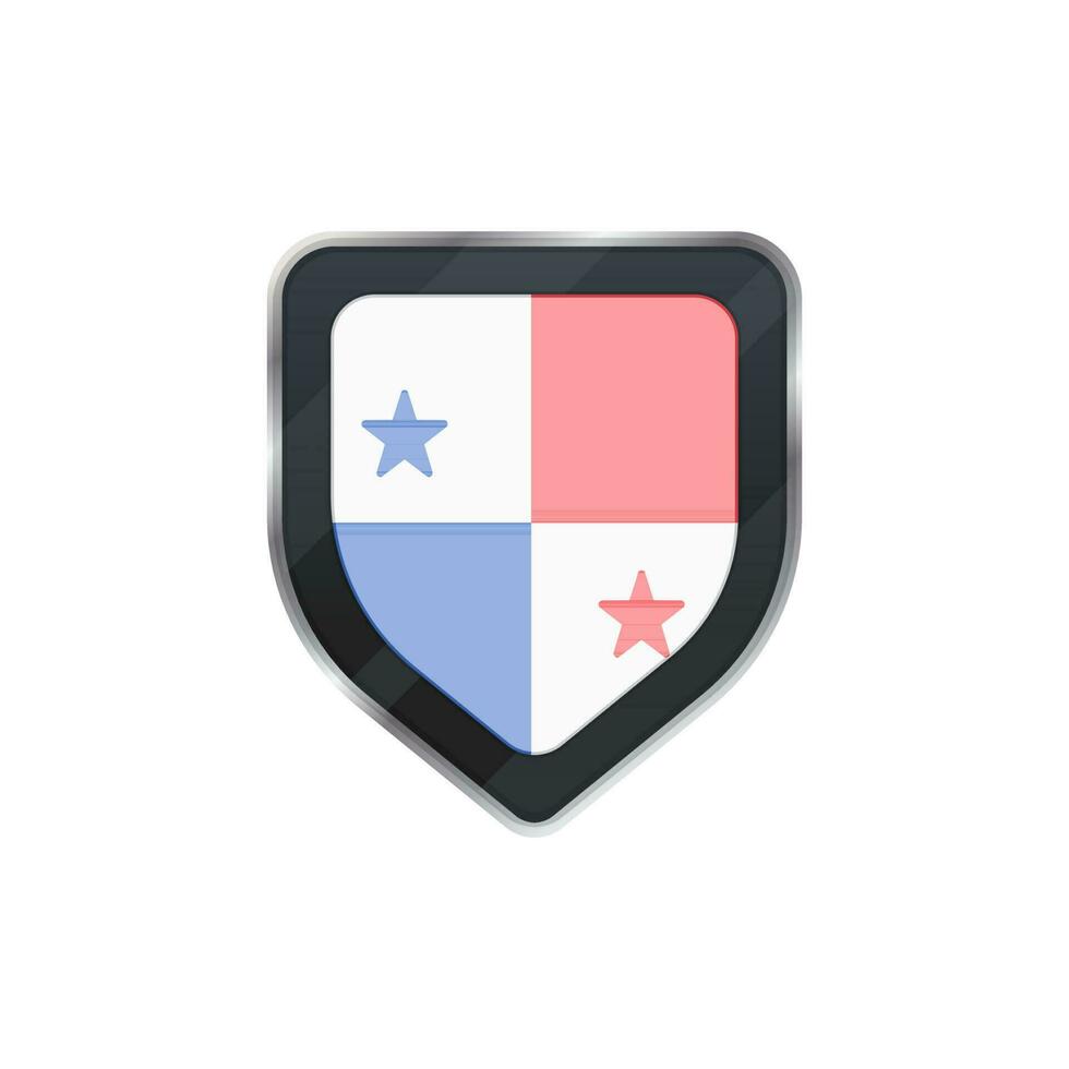 Grey shield of Panama flag decorated with star. vector