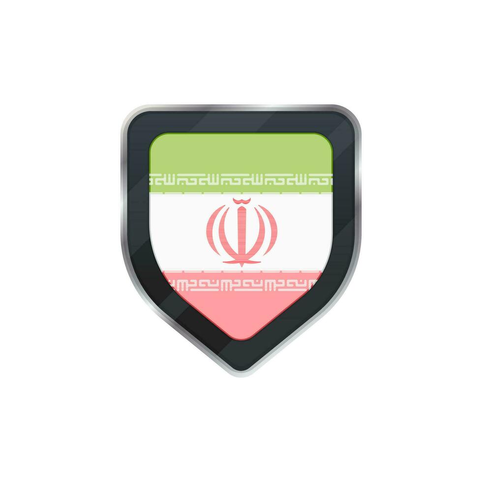 Grey shield of Iran flag with symbol. vector