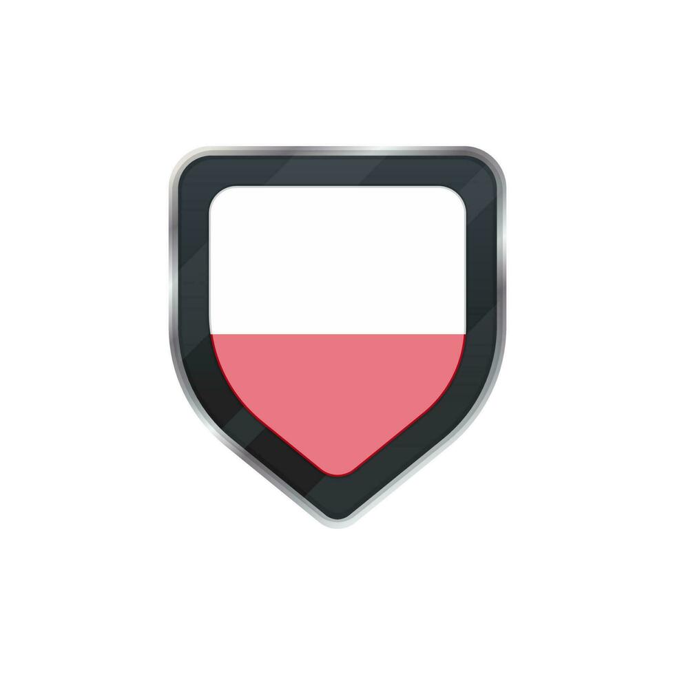 Grey shield of Poland flag. vector