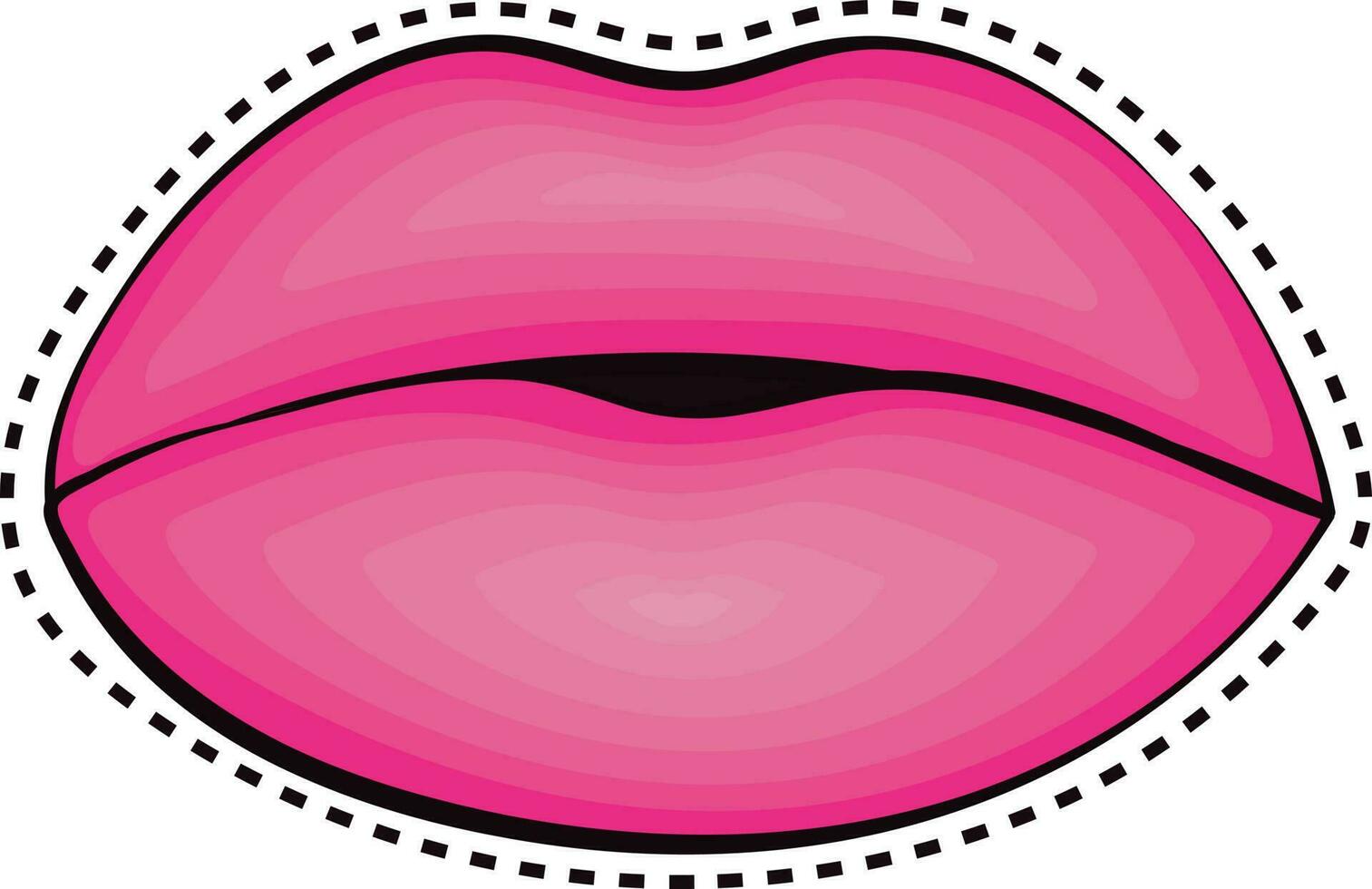 Sticker of female lips in pink color. vector