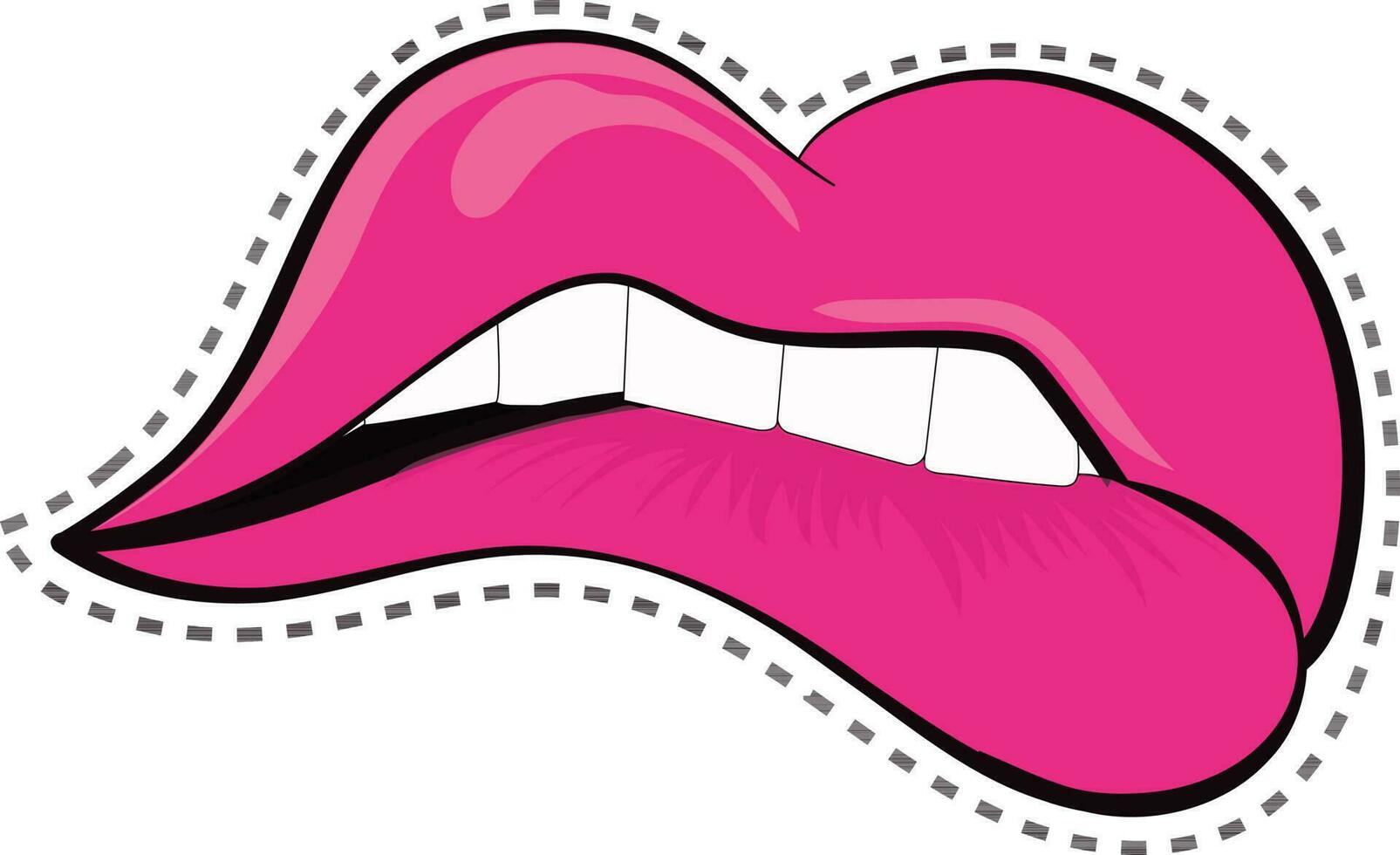 hembra sexy mordiendo labios en rosado color. vector