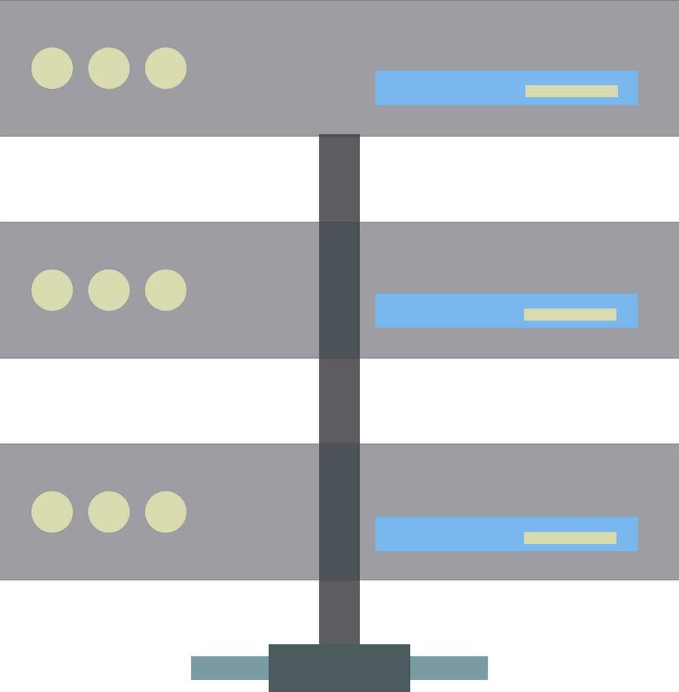 Grey and blue server in flat style. vector