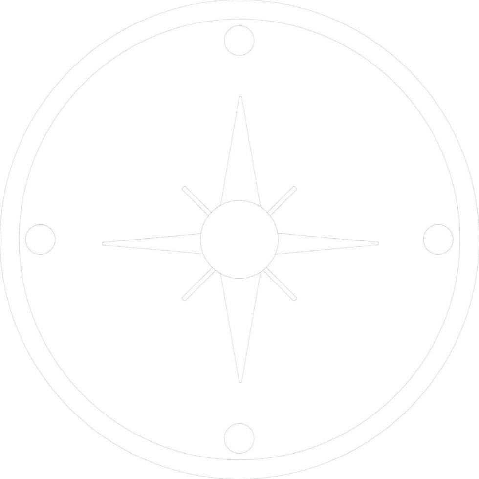 Line art illustration of magnetic compass. vector