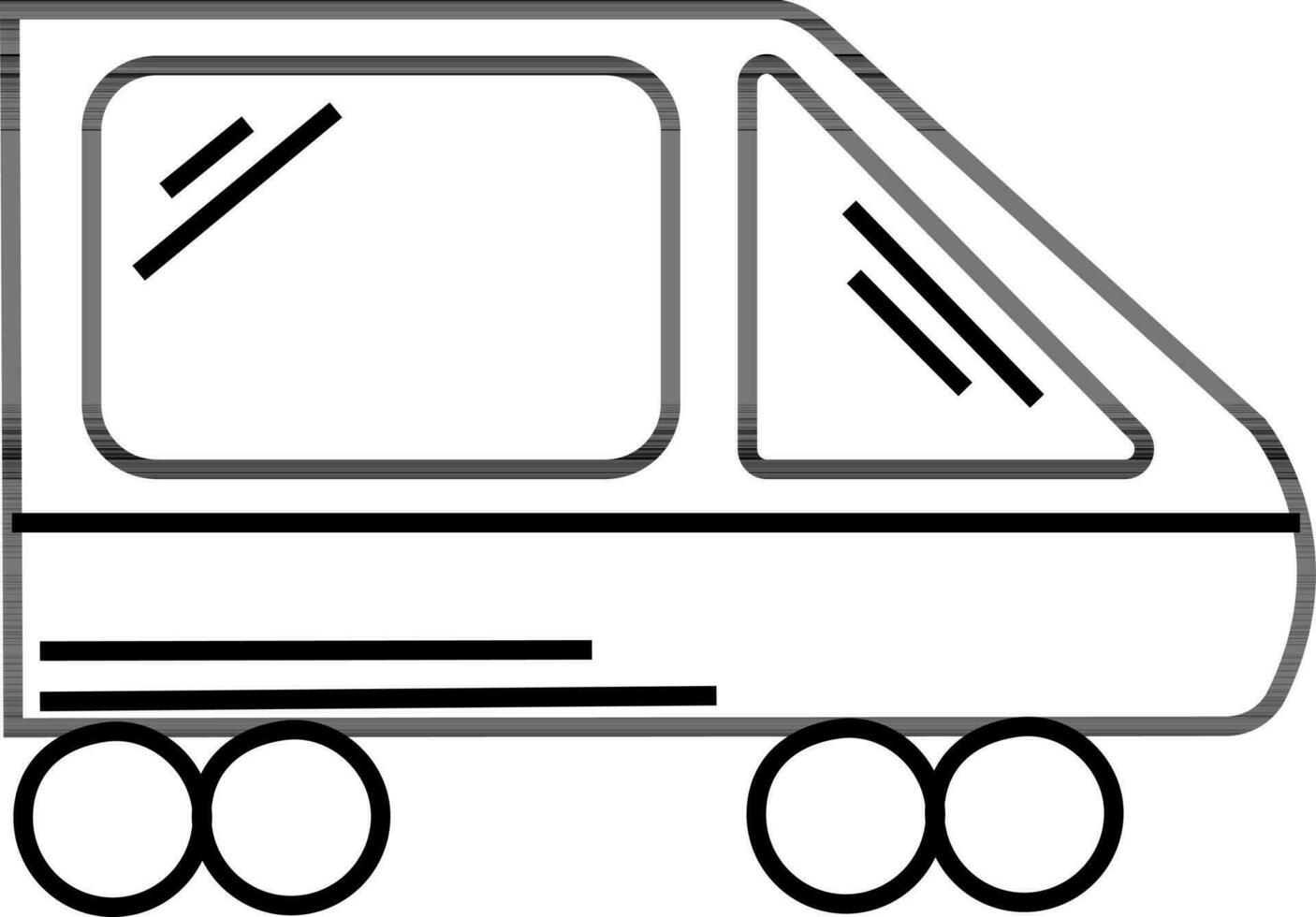 Metro train in black and white color. vector