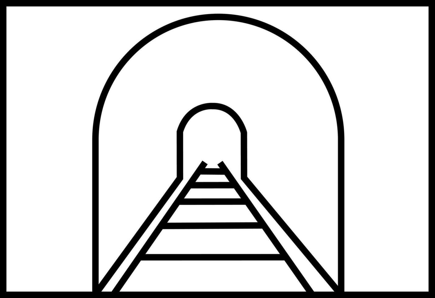 Railway tunnel in black and white color. vector