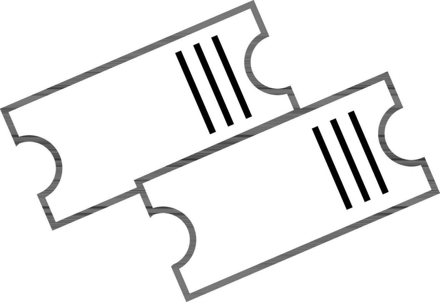 Train ticket in black and white color. vector