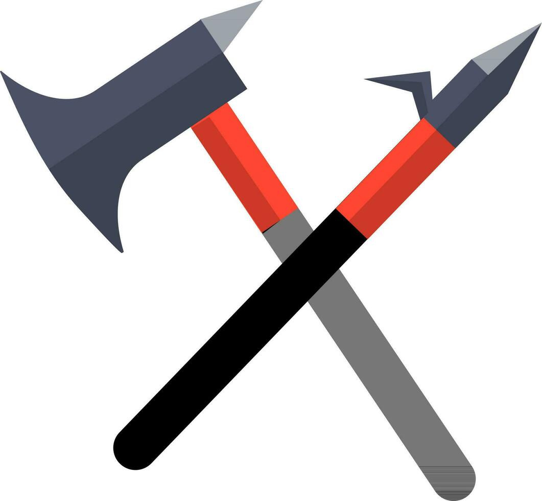 Illustration of cross fire axe in flat style. vector