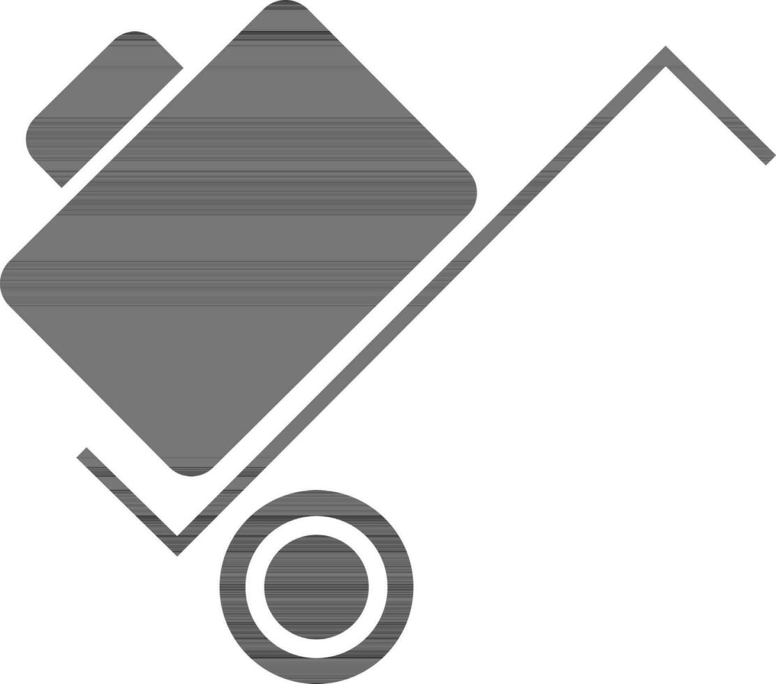 Luggage trolley with suitcase. vector