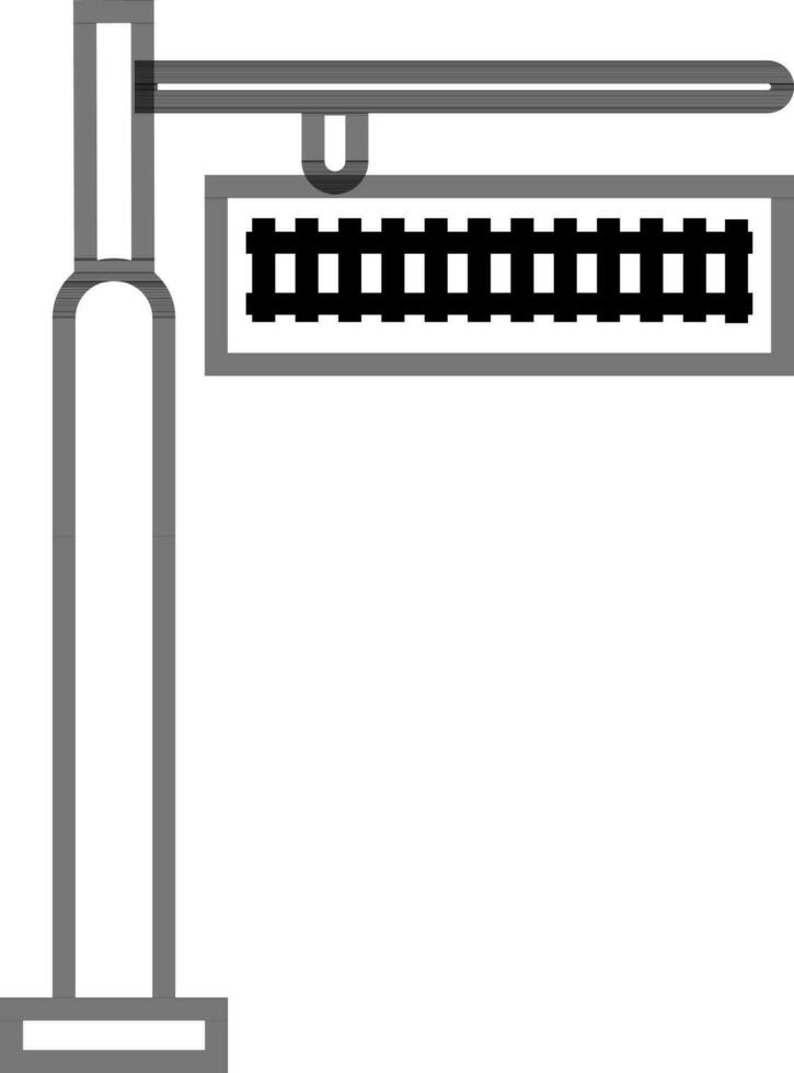 Railroad board in black and white color. vector